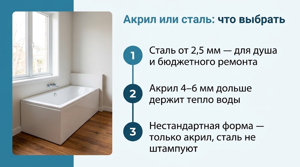 Акрил или сталь: что выбрать