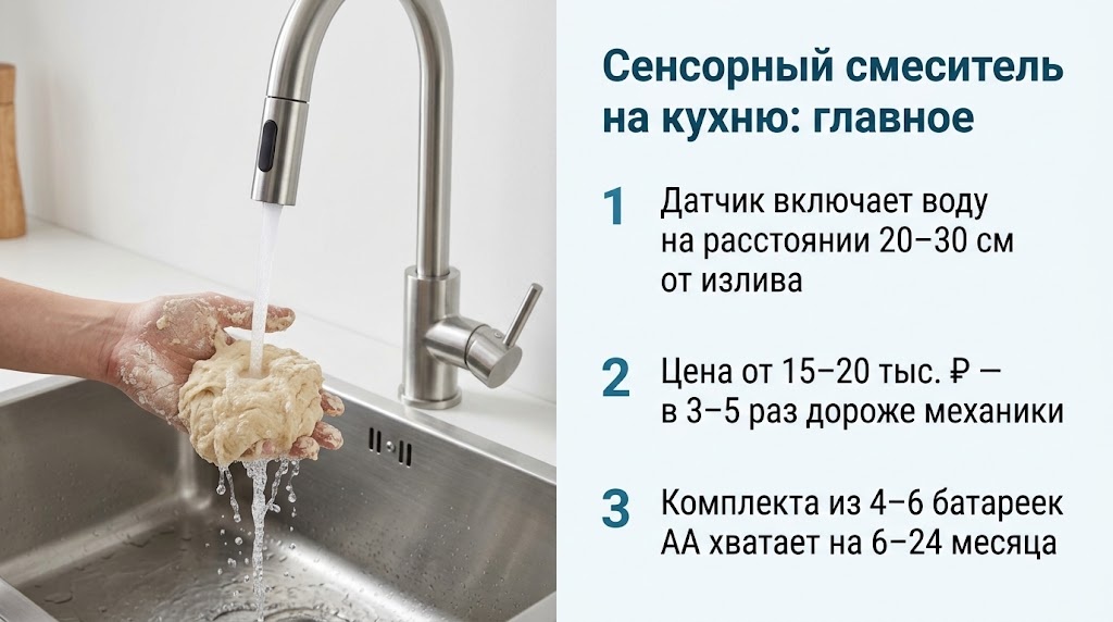 Сенсорный смеситель на кухню: главное