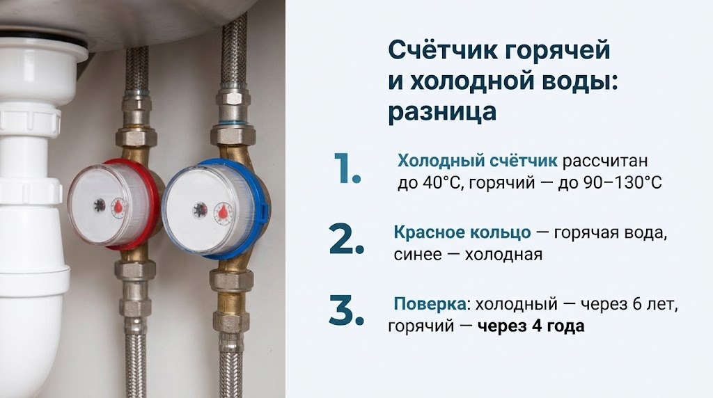 Счётчик горячей и холодной воды: разница