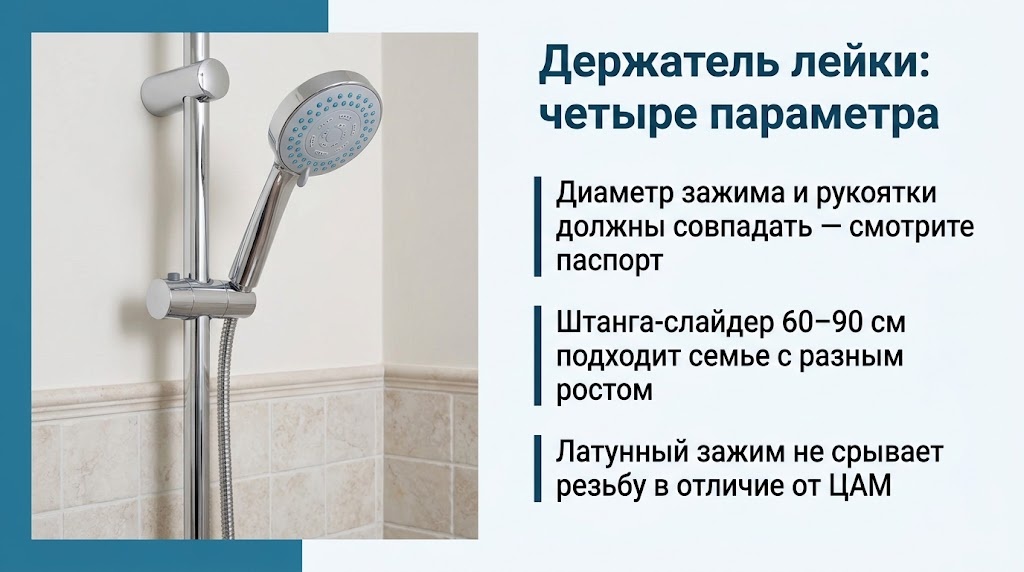 Держатель лейки: четыре параметра