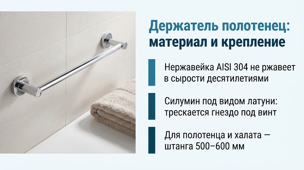 Держатель полотенец: материал и крепление