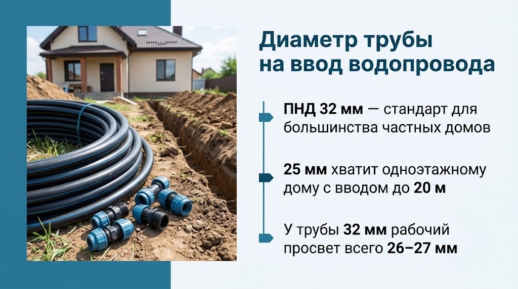 Диаметр трубы на ввод водопровода