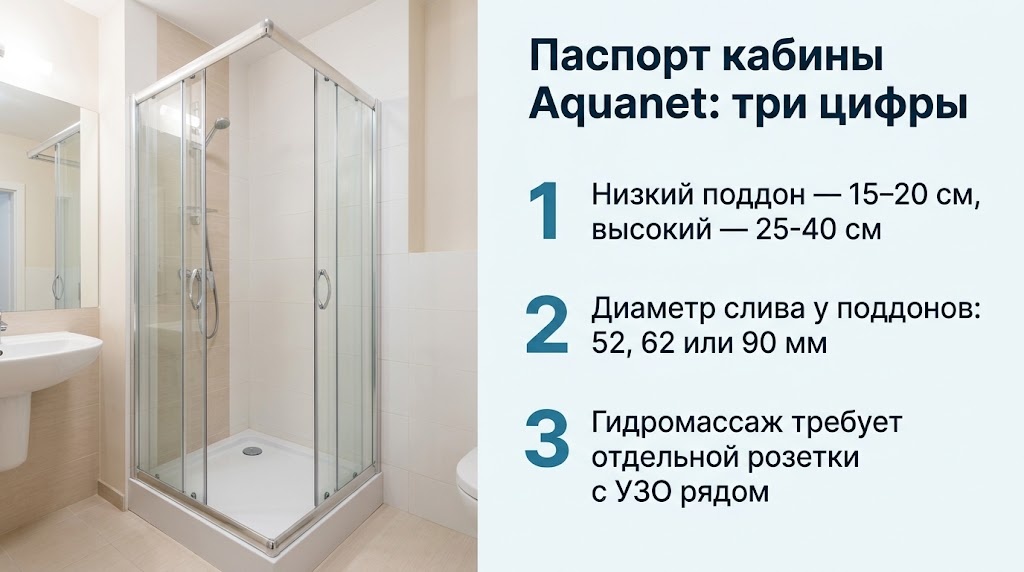 Паспорт кабины Aquanet: три цифры