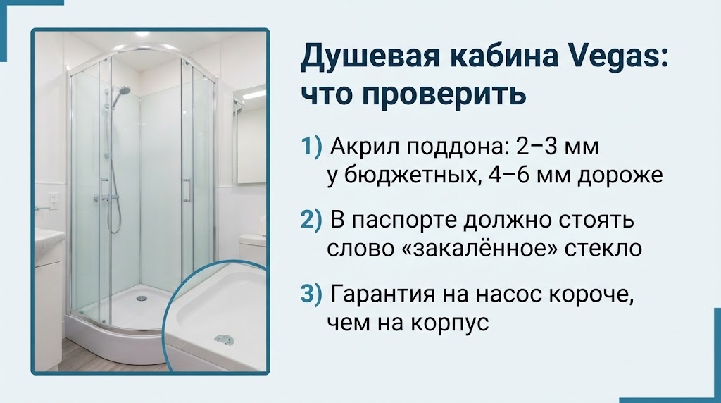 Душевая кабина Vegas: что проверить