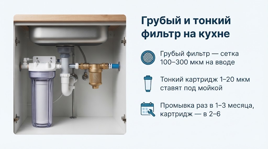 Грубый и тонкий фильтр на кухне