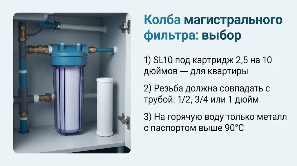 Колба магистрального фильтра: выбор