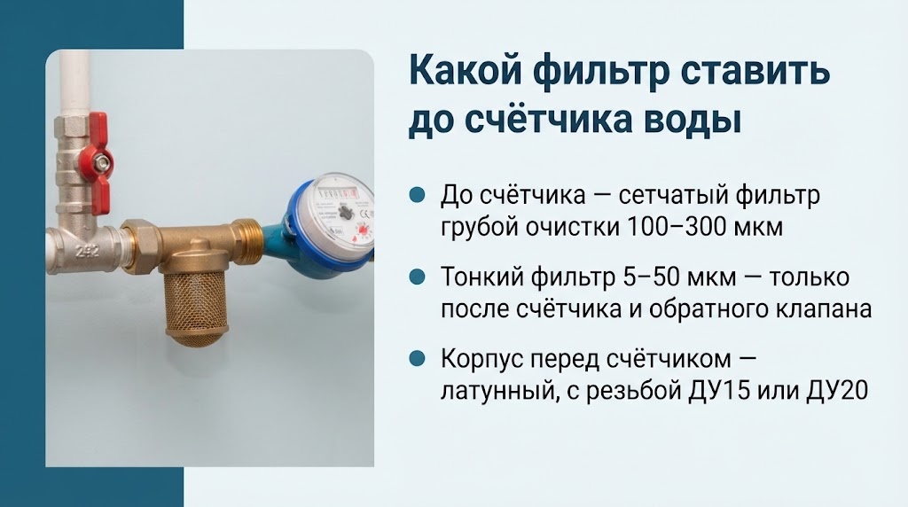 Какой фильтр ставить до счётчика воды