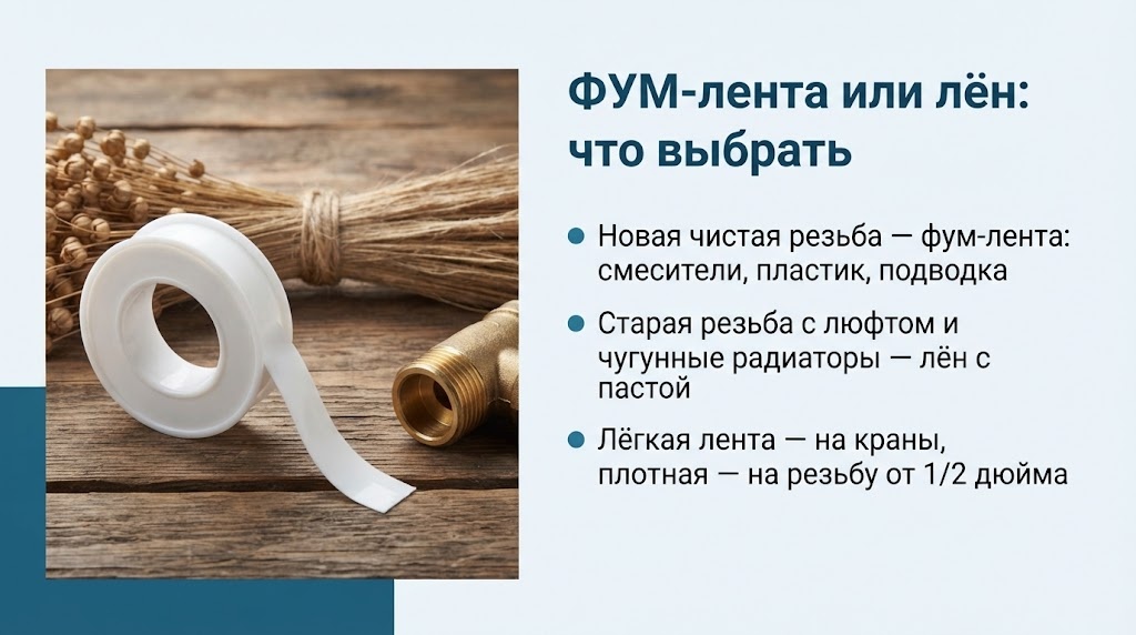 ФУМ-лента или лён: что выбрать