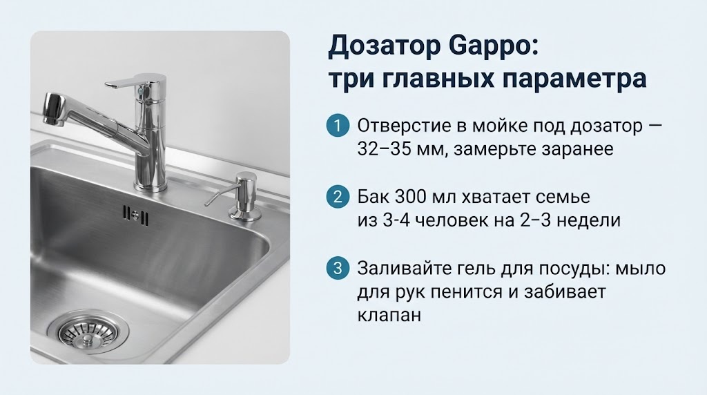Дозатор Gappo: три главных параметра