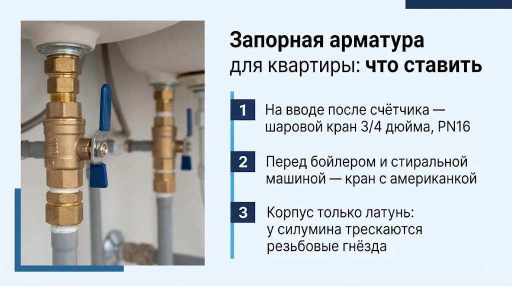 Запорная арматура для квартиры: что ставить
