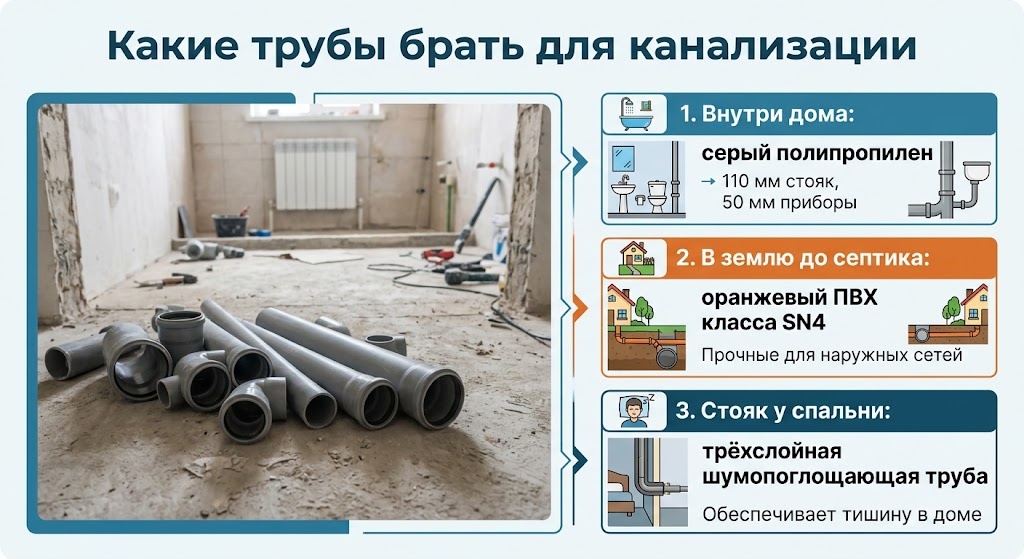 Какие трубы брать для канализации