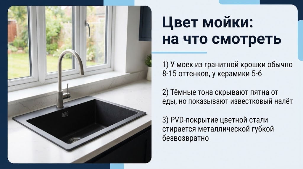 Цвет мойки: на что смотреть