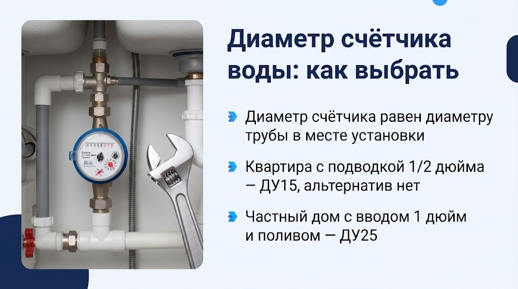Диаметр счётчика воды: как выбрать