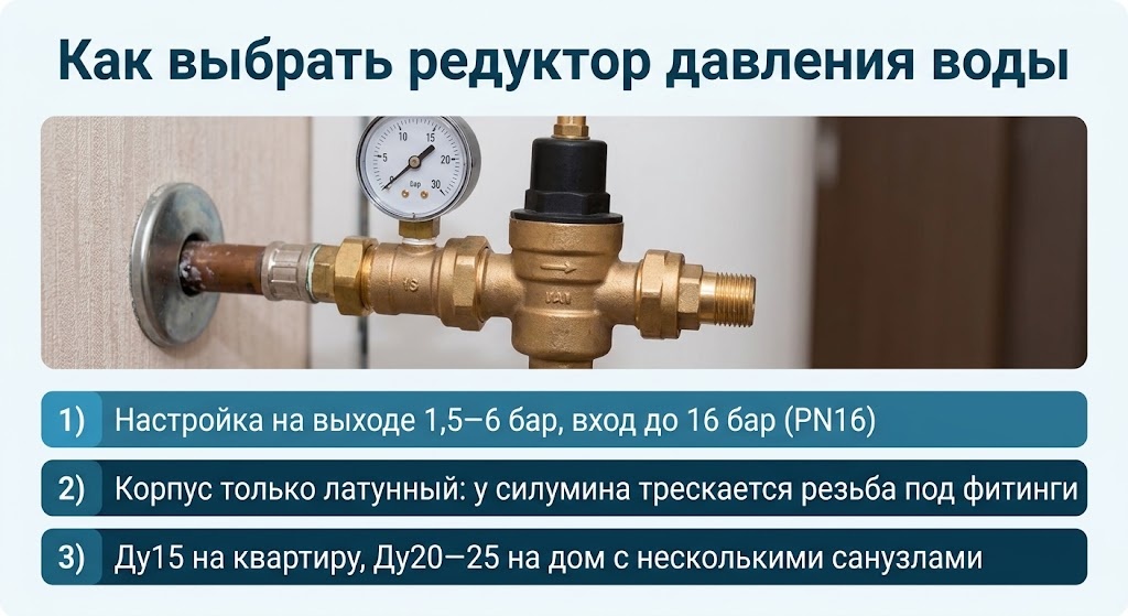 Как выбрать редуктор давления воды
