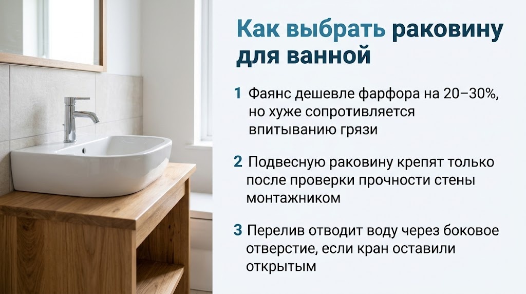 Как выбрать раковину для ванной