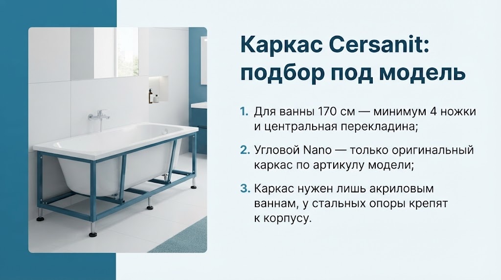 Каркас Cersanit: подбор под модель