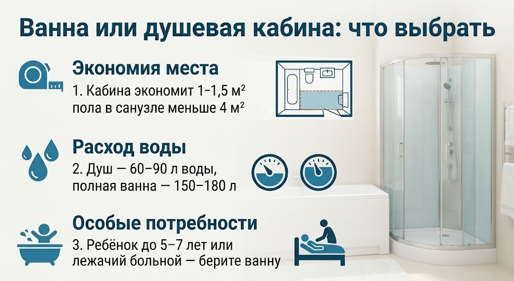 Ванна или душевая кабина: что выбрать
